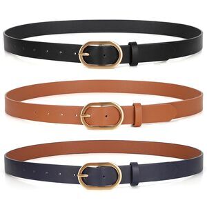 5111 3 Pack Plus Size Women's Leather Belts For Jeans Pants Dress Fashion
